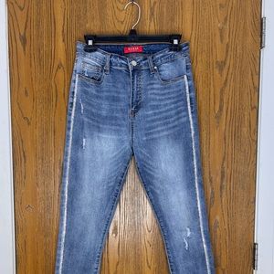 Medium Wash Blue Jeans With Diamonds